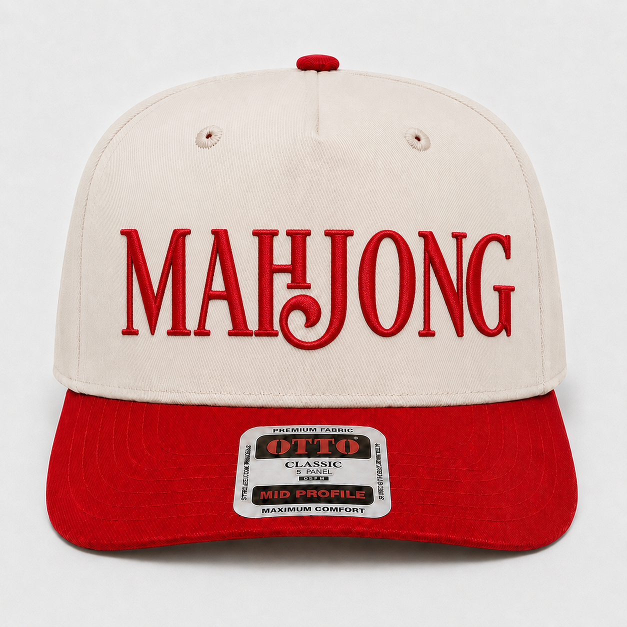 Mahjong Embroidered Khaki and Red Hat