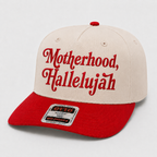 Motherhood Hallelujah Embroidered Khaki and Red Hat