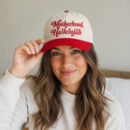 Motherhood Hallelujah Embroidered Khaki and Red Hat