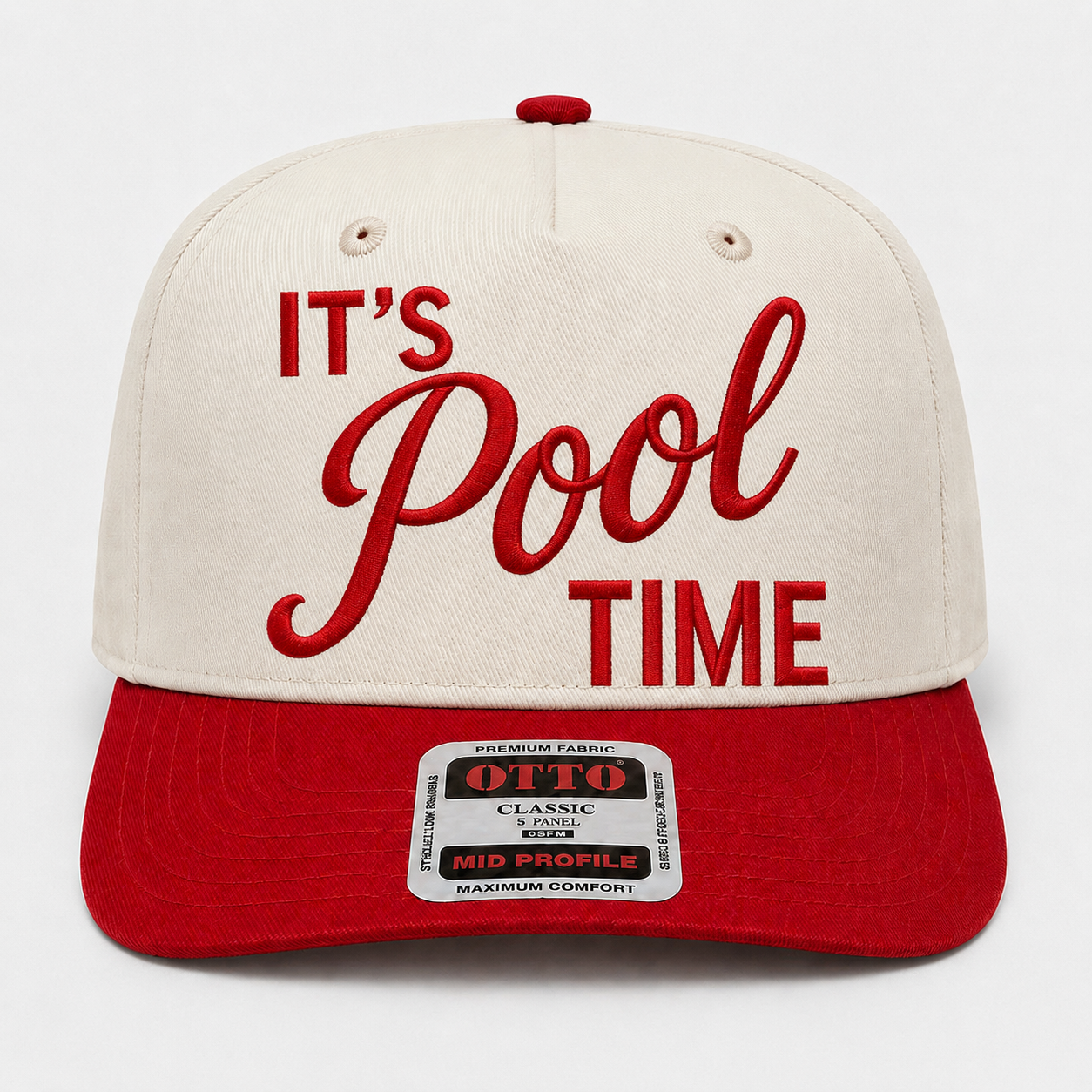 It’s Pool Time Embroidered Khaki and Red Hat