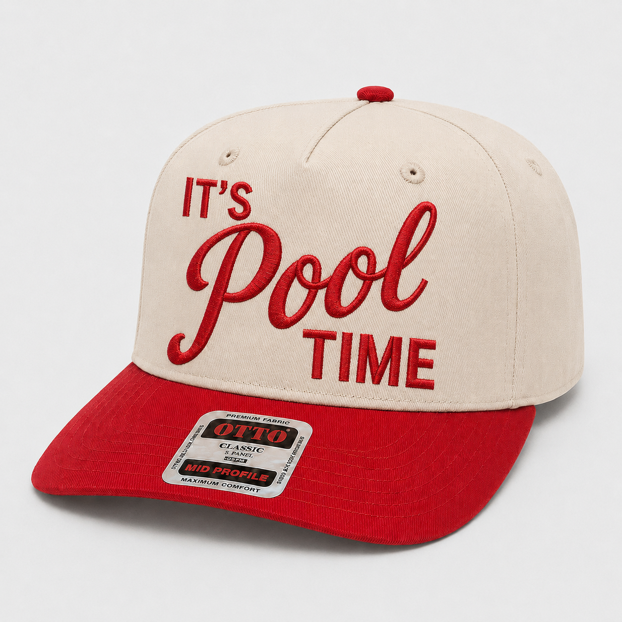 It’s Pool Time Embroidered Khaki and Red Hat