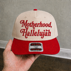Motherhood Hallelujah Embroidered Khaki and Red Hat