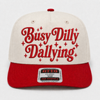 Busy Dilly Dallying Embroidered Khaki and Red Hat