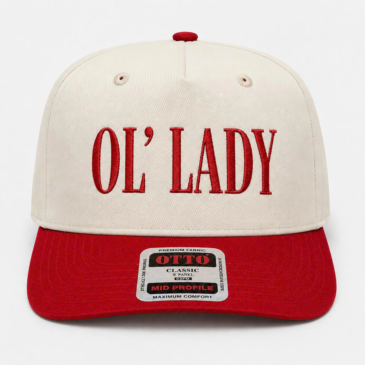 OL’ LADY Embroidered Khaki and Red Hat