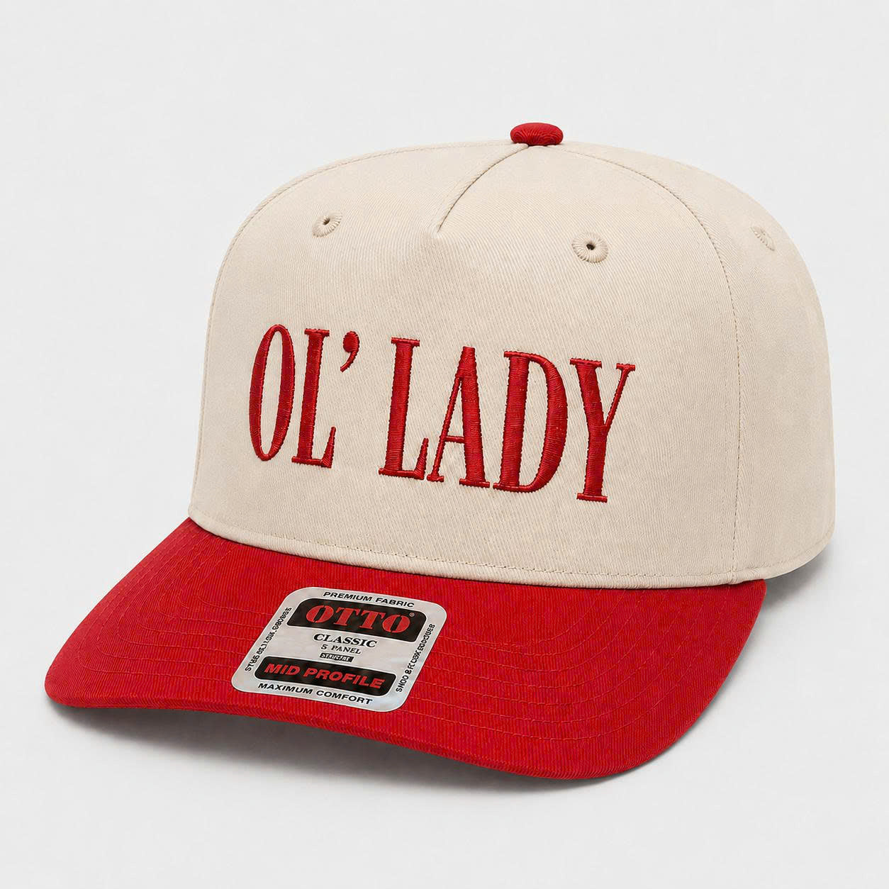 OL’ LADY Embroidered Khaki and Red Hat