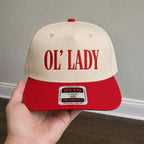 OL’ LADY Embroidered Khaki and Red Hat