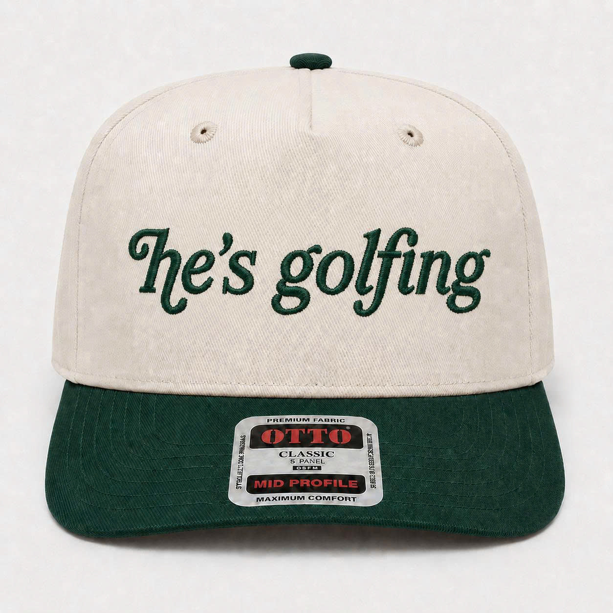 He’s Golfing Embroidered Hat – Funny Golf Quote Custom